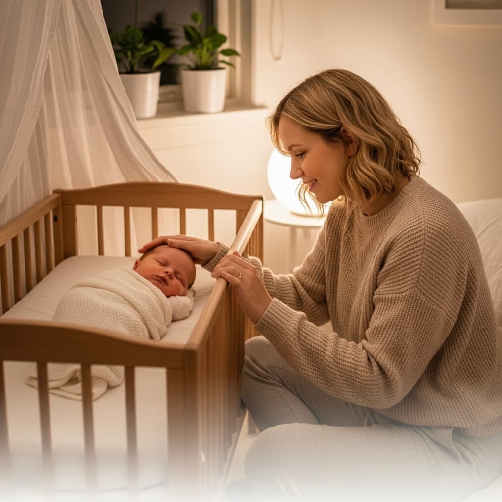 New parent cuddling a newborn during early postpartum rest